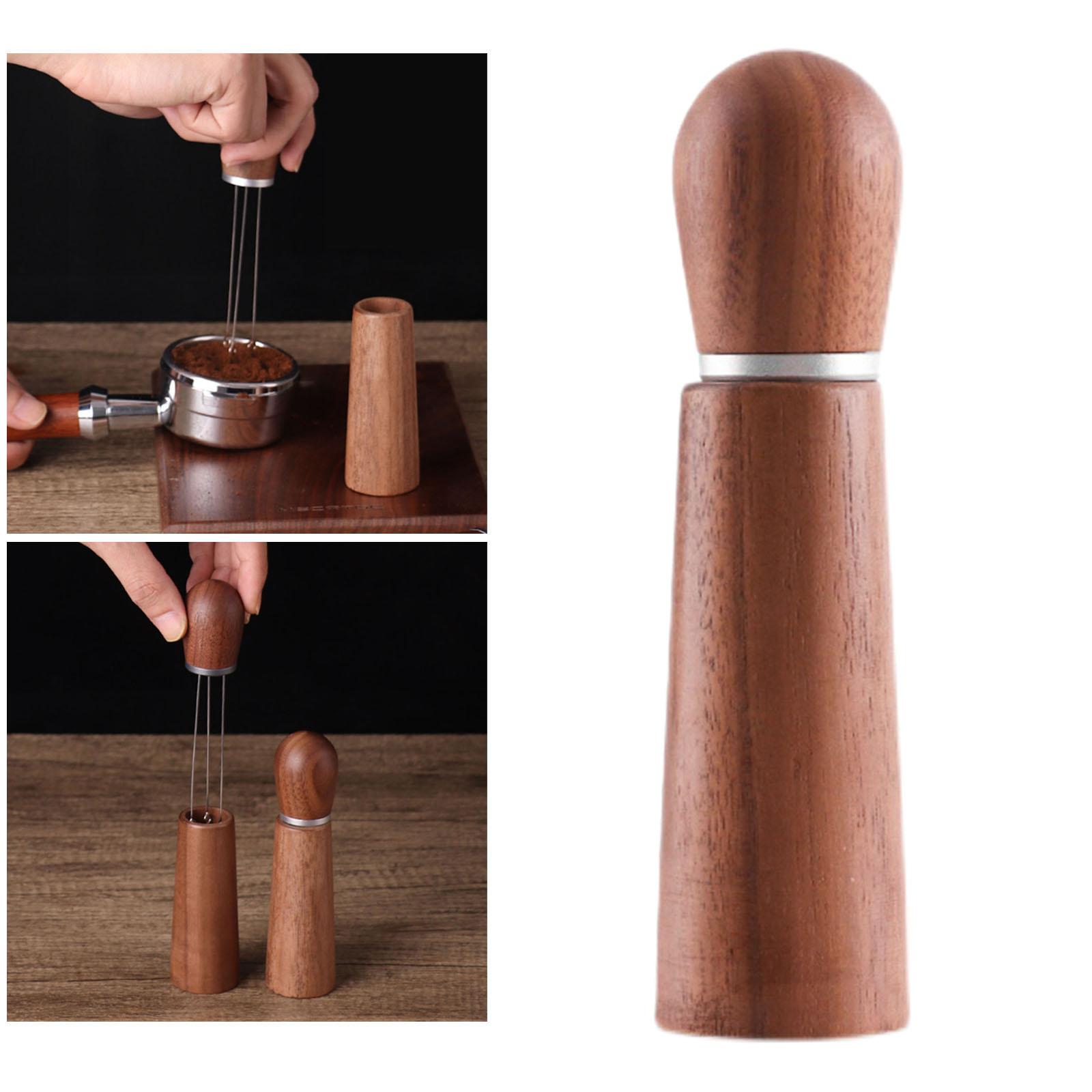 304 Stainless Steel Coffee Distributor Needle Coffee Stirrer Wood Handle Espresso Dispensing Hand Tamper Barista Kitchen