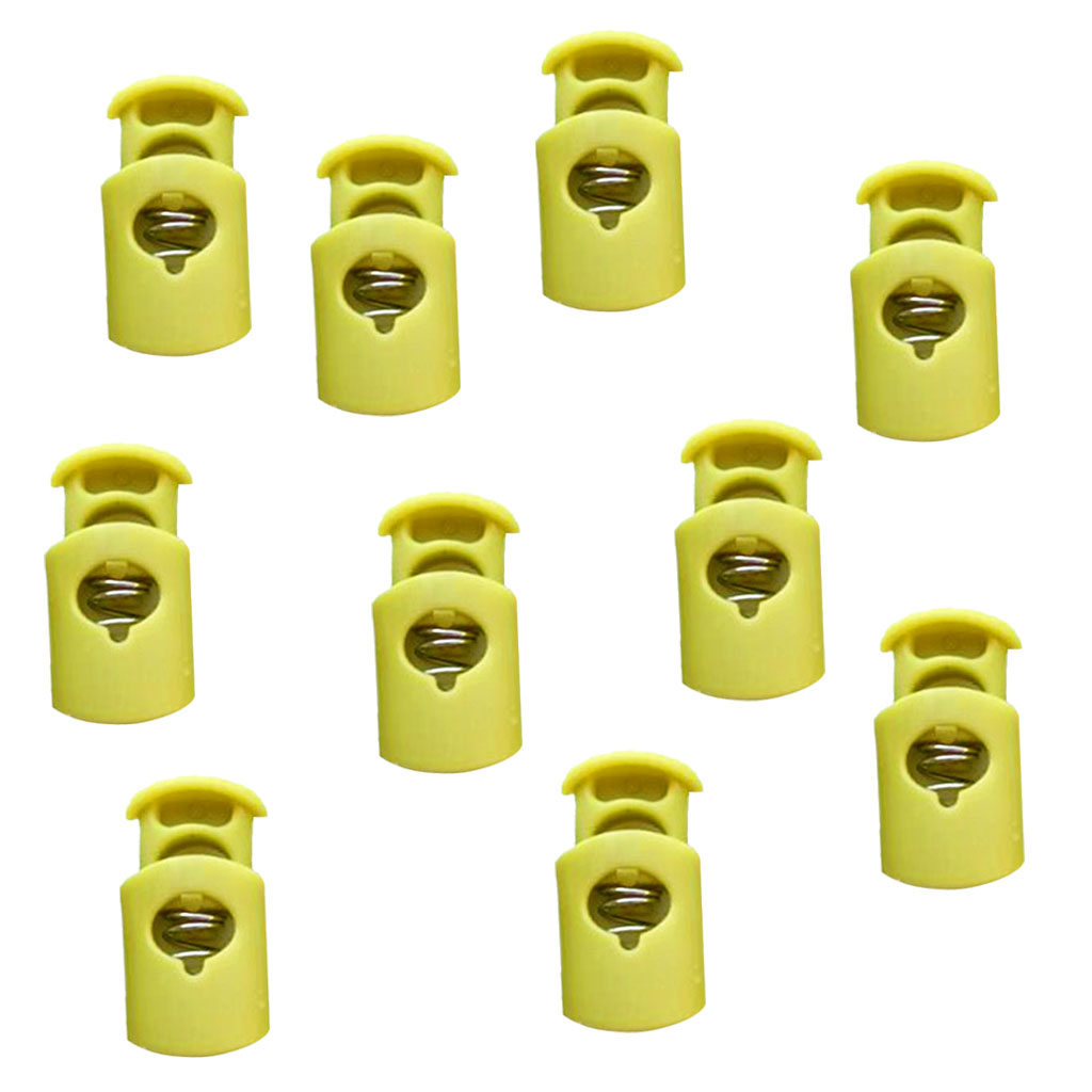 10pcs/set Plastic Toggle Barrel Cord Lock Stopper Spring End Stop - Fluorescent Green