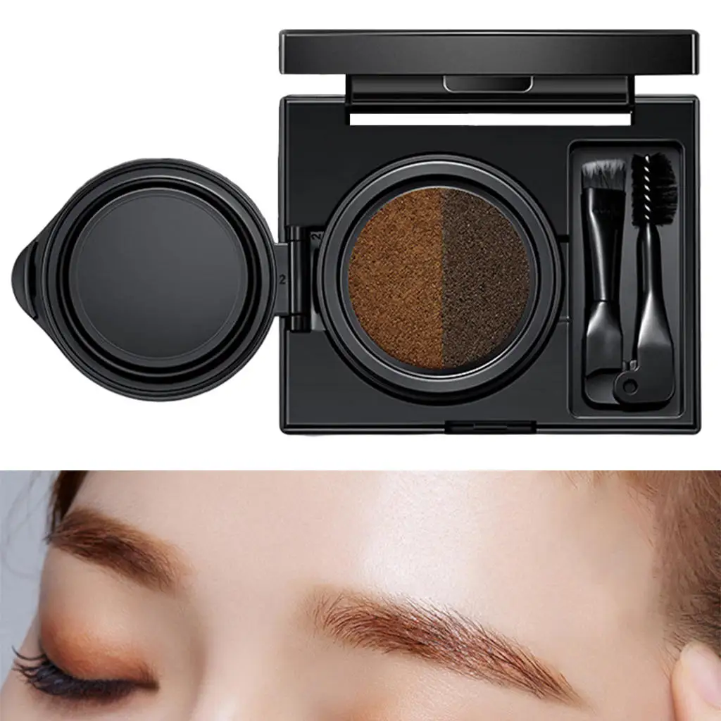 2 Color Eyebrow Powder Built in Mirror Cosmetic Set Waterproof Makeup Shading Kit Long-Lasting with Brush Eye Brow Palette Girl