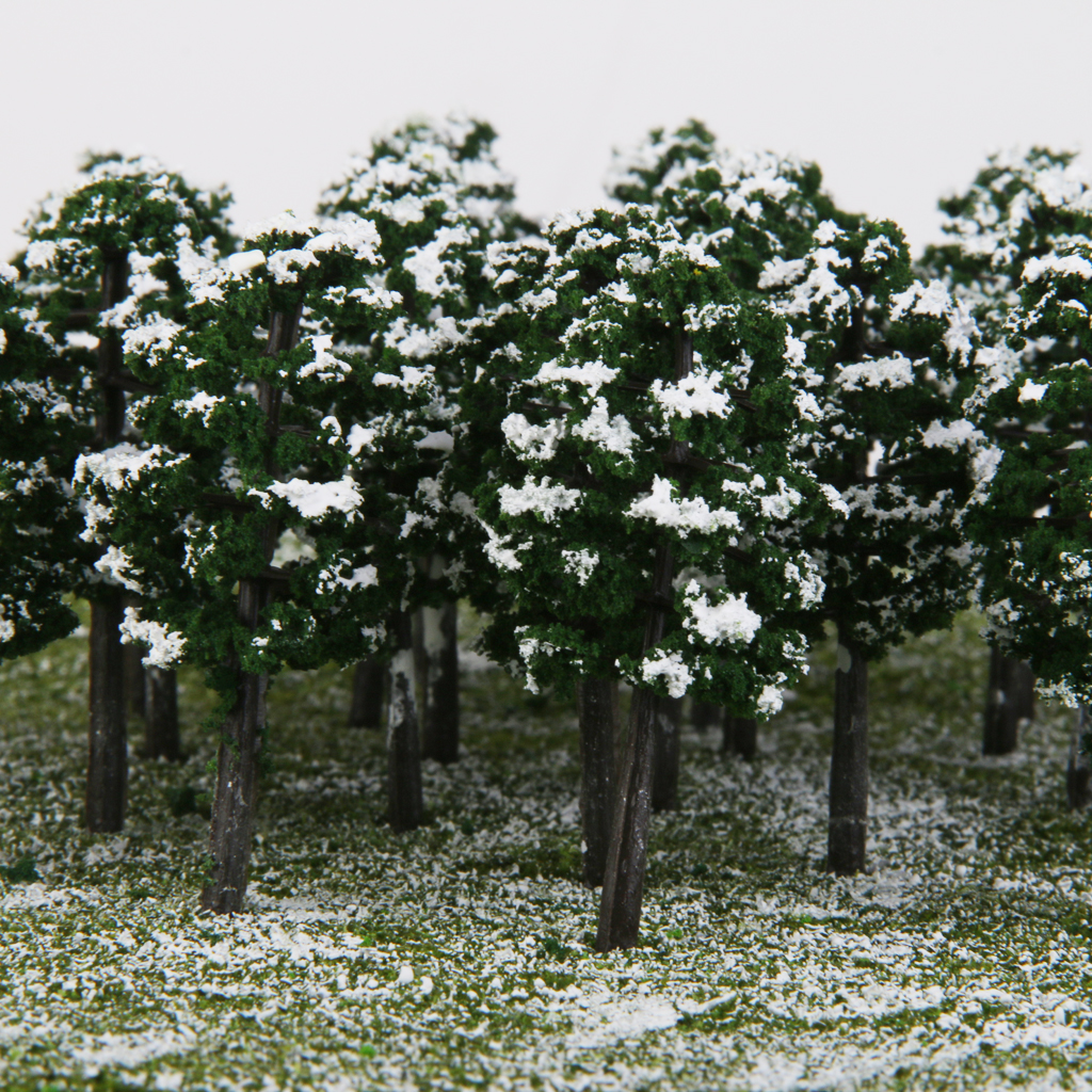 20x Plastic Model Trees Train Snow Scenery Landscape Layout 1:150 Deep Green