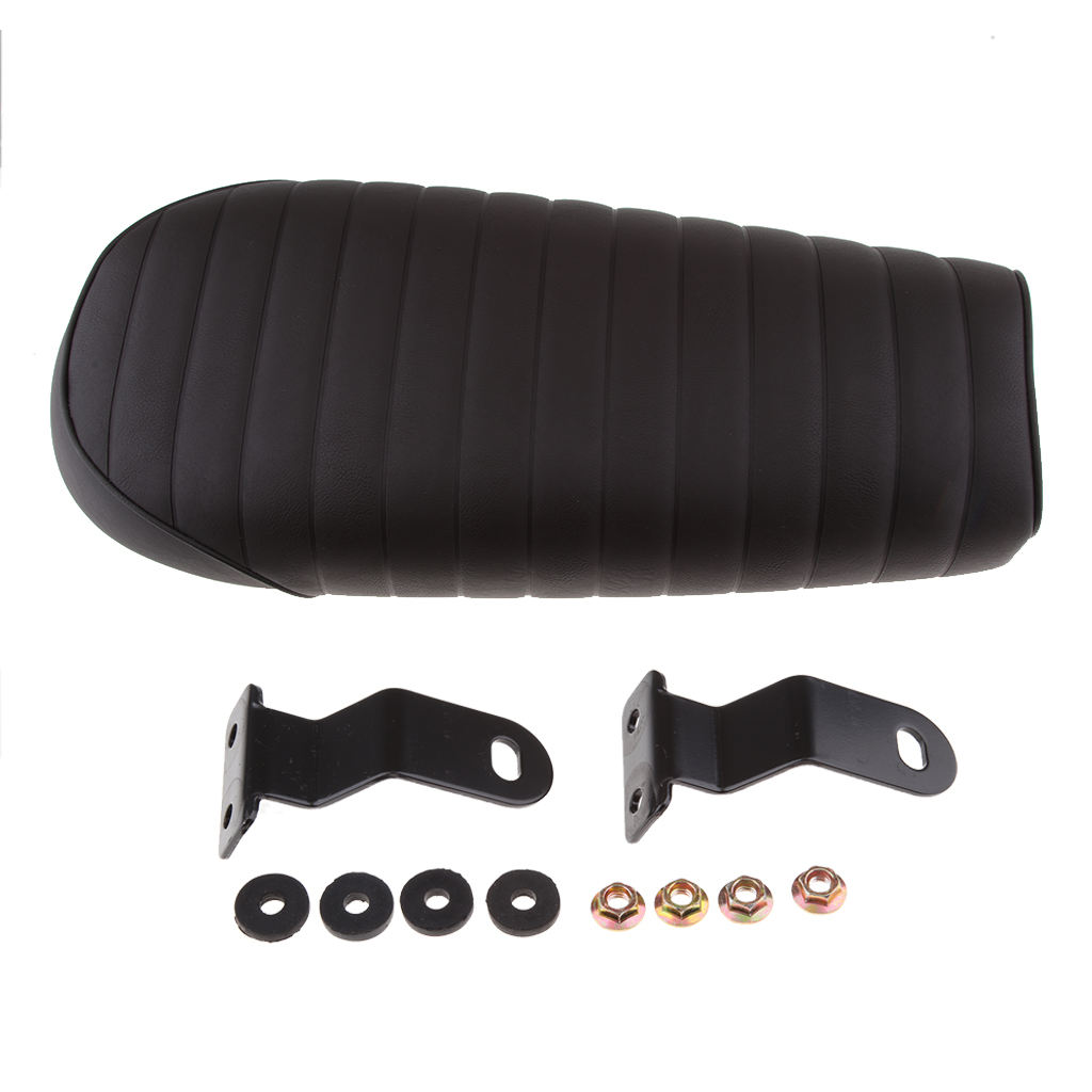 64cm Saddle Flat Cafe Racer Vintage Seat Cushion with Mounting Bracket