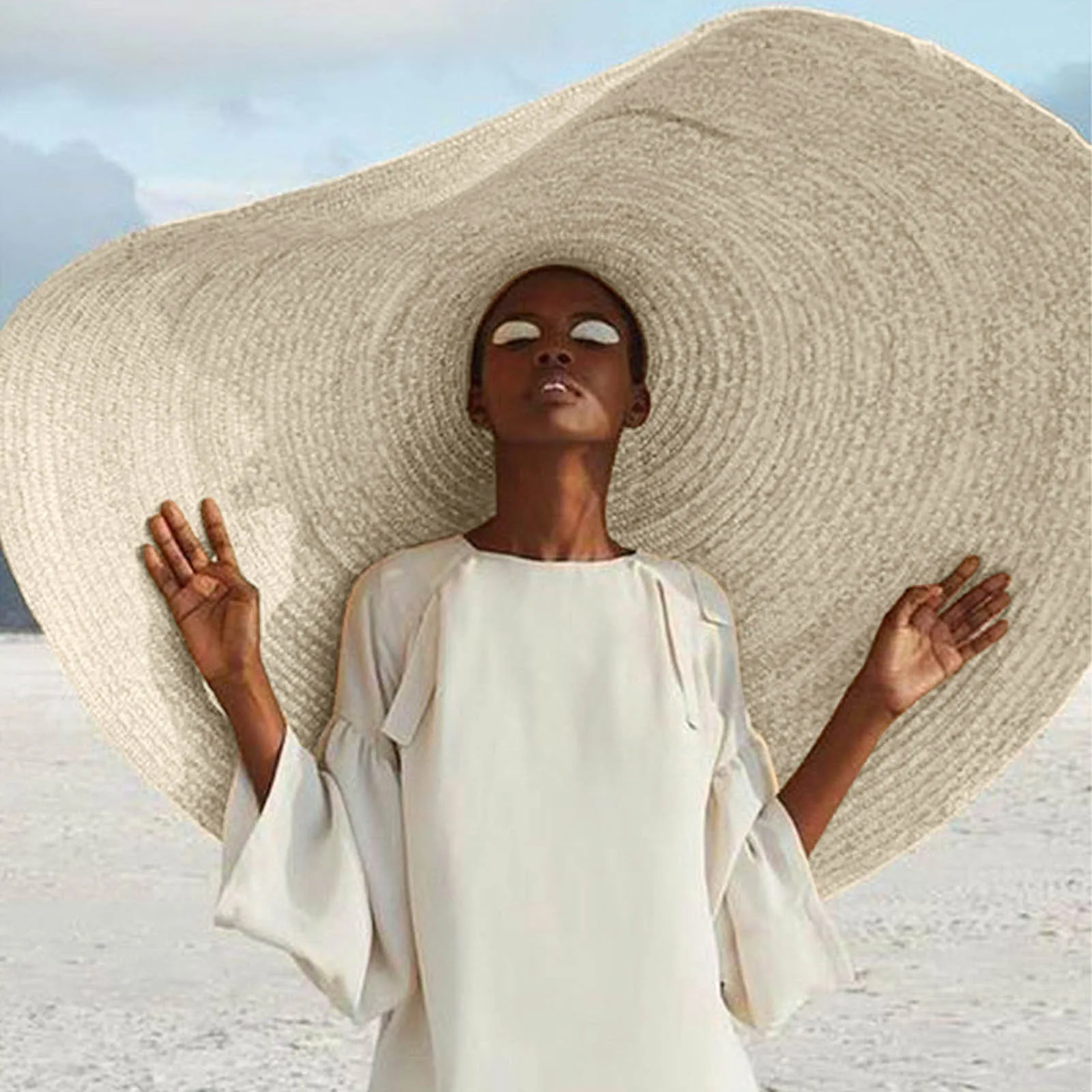 casamentero datos maletero Sombrero de sol grande para playa, cubierta de paja Anti uv con protección  solar, sombrilla plegable de gran tamaño, 2021|Sombreros de sol para mujer|  - AliExpress