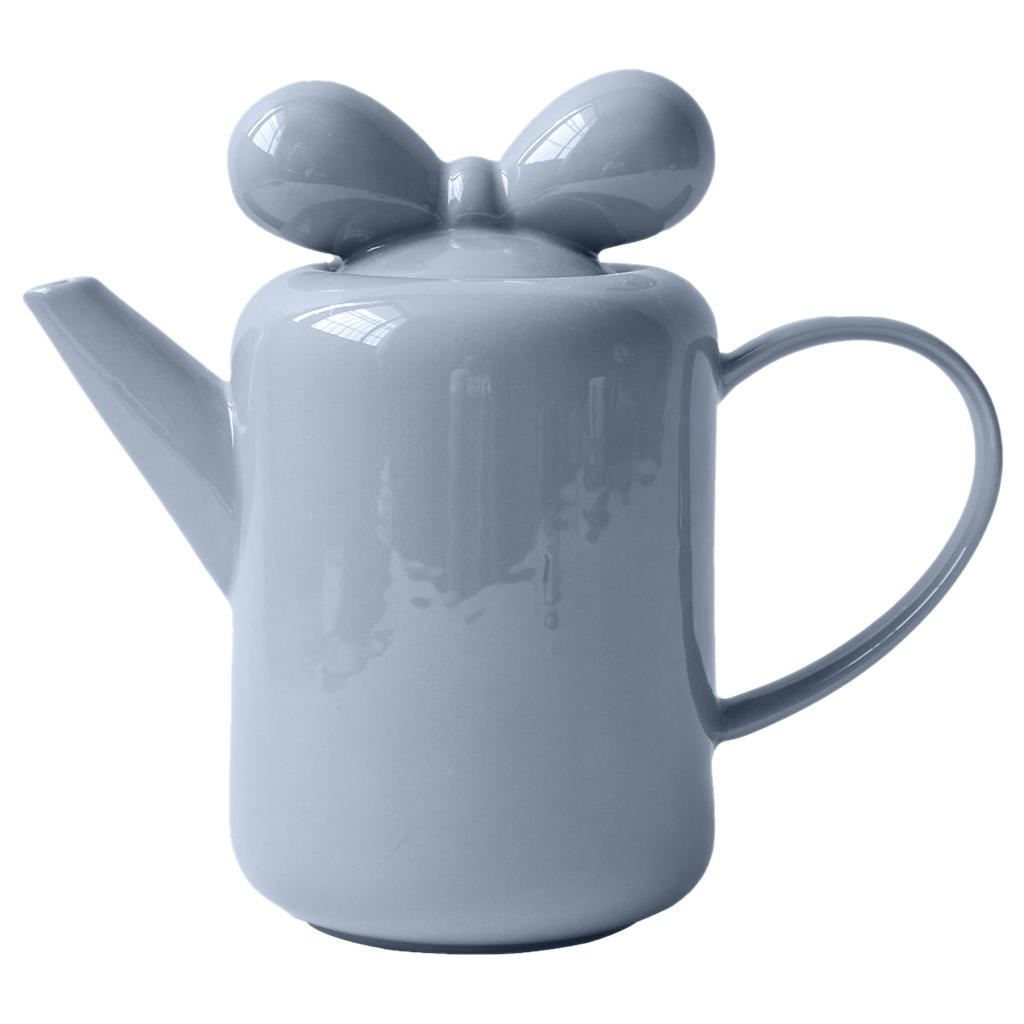 Ceramic Tea Pot, Gift Bow Knot Design Accessory Candy-Colored Porcelain Tea Kettle Holder for Kitchen Home Afternoon Tea Women