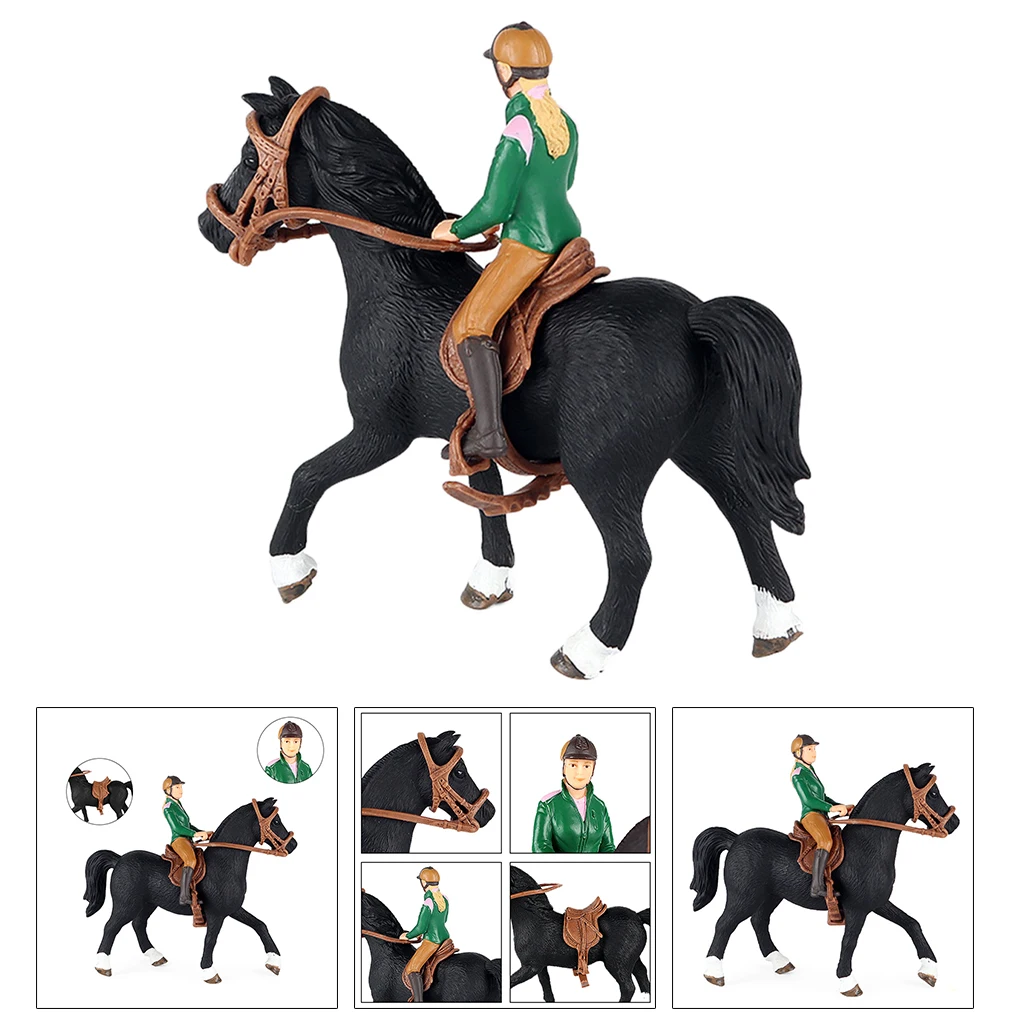 Plastic People Horse Figure Model Mini People Riding Figurine Collectible