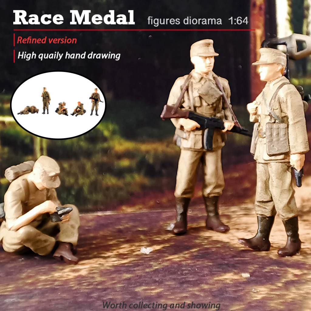 5 Pack 1:72 Characters PVC 2cm Soldiers Street Sand Table Scenery Diorama Model Decoration