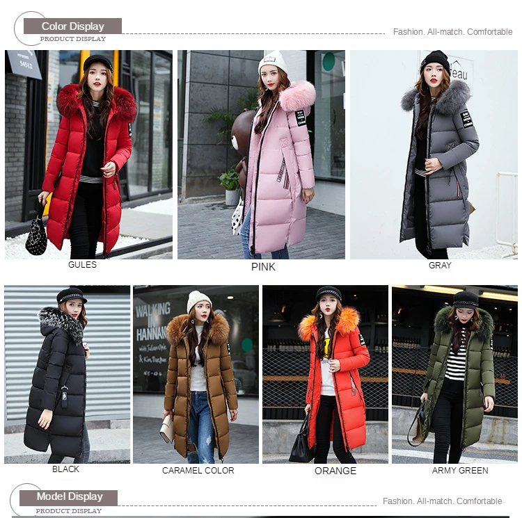 Cotton Young Women 's Clothing Jacket Coat New 2021 Autumn and Winter Long Padded Hooded Large Fur Collar Down Thick Parkas long puffa coat