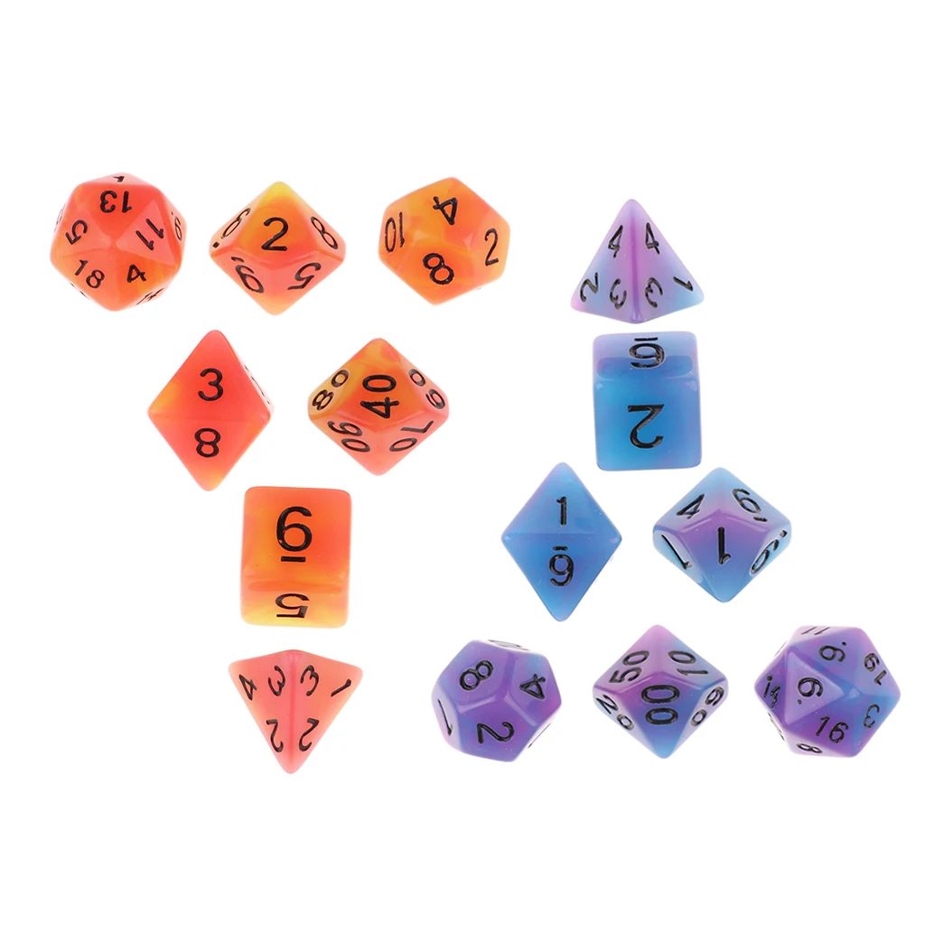 7pcs Two Color Polyhedral Dices for   Games Bulk Dice Kit