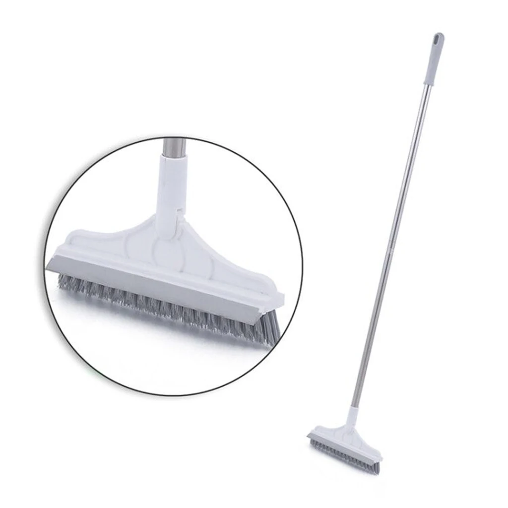 Floor Cleaning Brush 2 in 1 Long Handle Household Cleaning Brush Floor Scrub Brush Rotating Window Cleaner Rubber Wiper