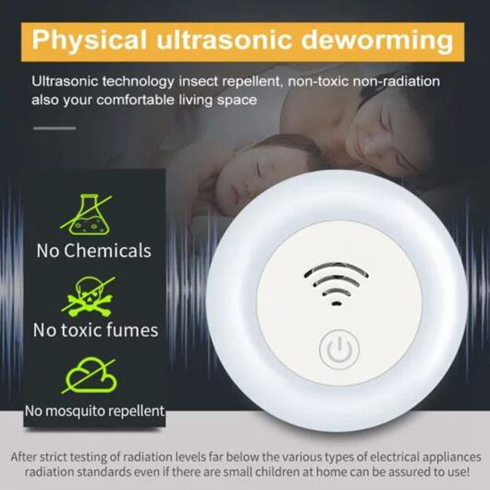 US Plug Mosquito Killer Lamp LED Ultrasonic Light Trap Insect Killer Night Light ABS