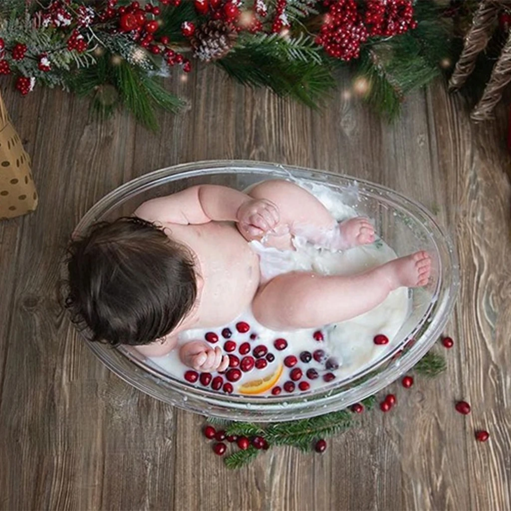 Baby photography props plastic transparent Mini milk bathtub baby studio photography props