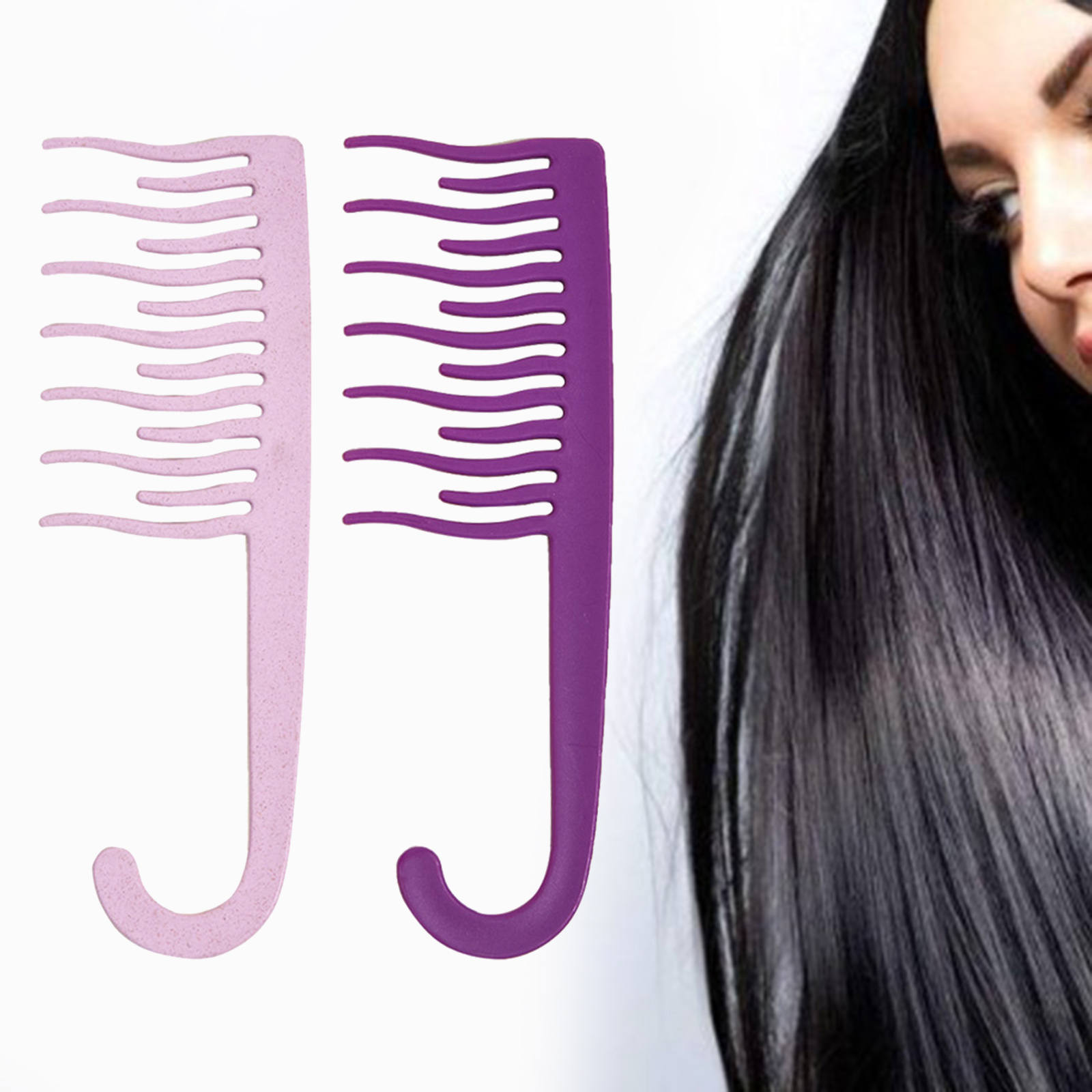 Wide Tooth Comb Hook Comb Dry and Wet Beauty Tools Hanging Wave Comb Wind Comb for Salon Curly Hair Haircut Long Hair Home Use
