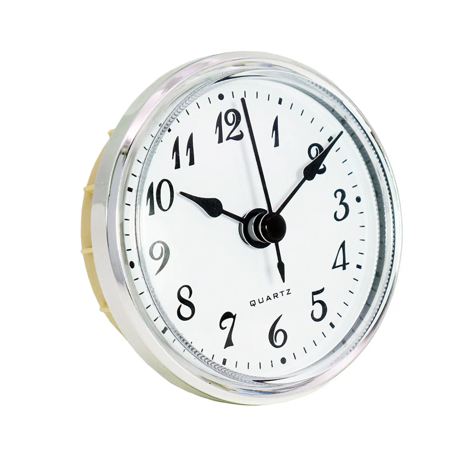 Round Clock Insert 70 Mm Quartz Movement Arabic Numeral Silver Trim