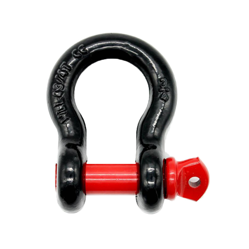 Practical 3/4'' 4.75Ton Bumper Tow Trailer Hook D-Ring Bow Shackle Red Black 45# Steel Heat Treatment