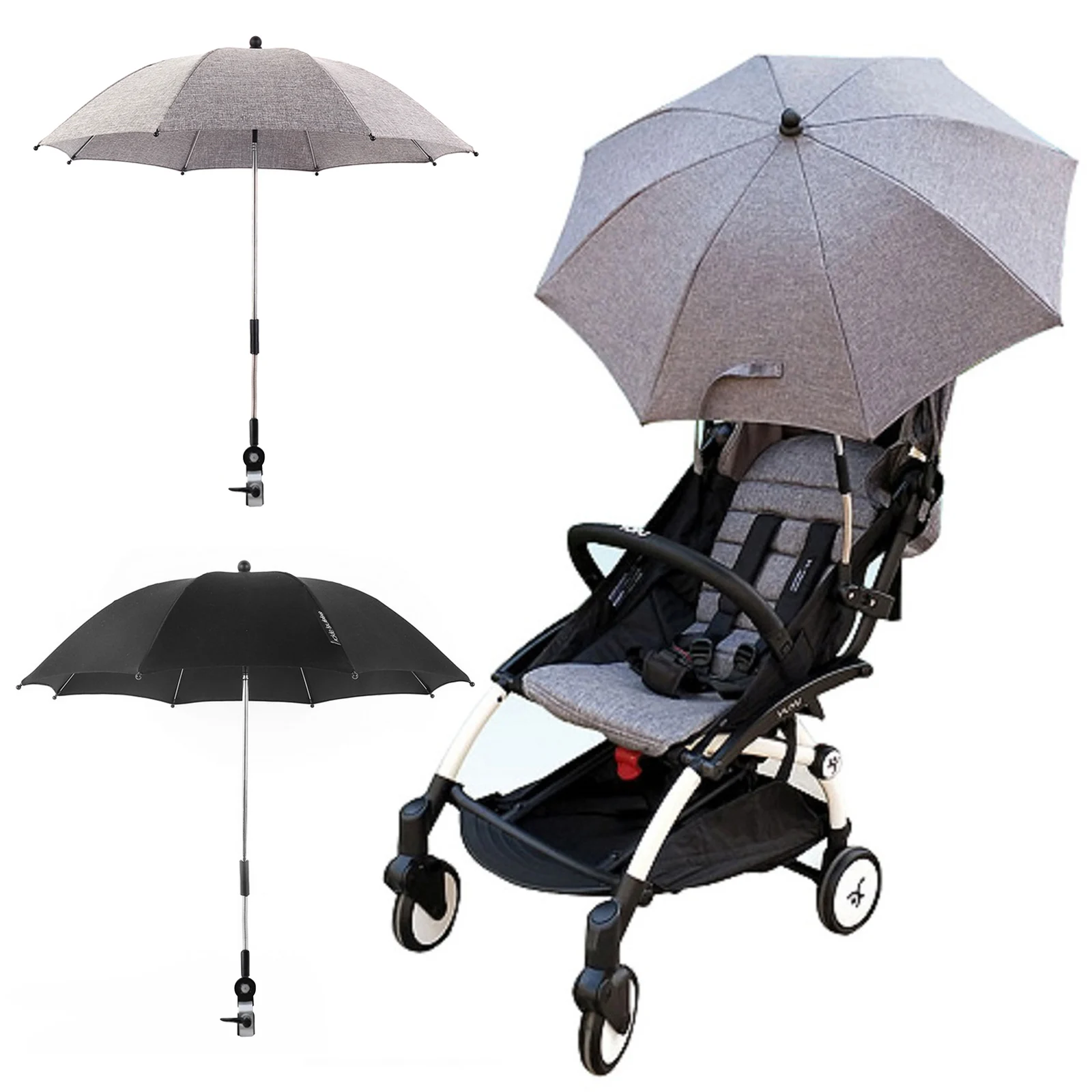 Adjustable Pram Buggy Baby Carrier Parasol UV Rays Shade Sun Protection Umbrella 