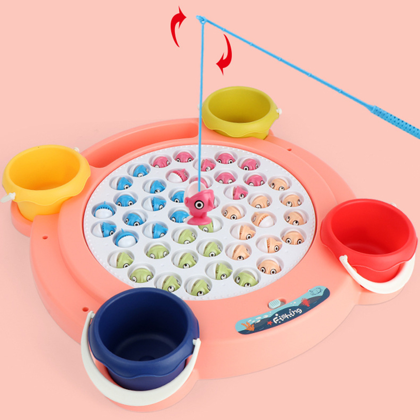 Electric Fishing Game Toy Set w/Rotating Pool 45 Fish Educational Toys Gifts