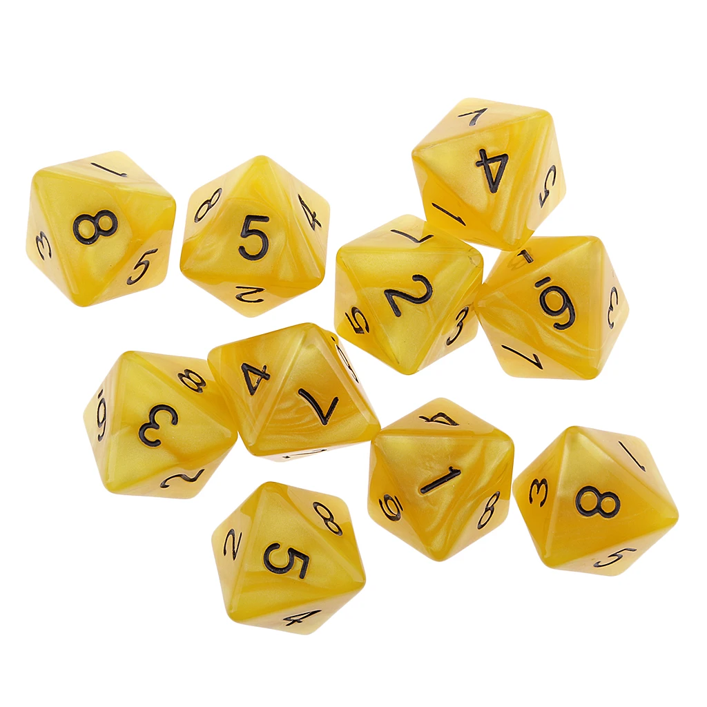 10 Pcs 8 Sided Dice Set Colored Acrylic for  Dice MTG DND RPG Dice Table Games or Education Supplies