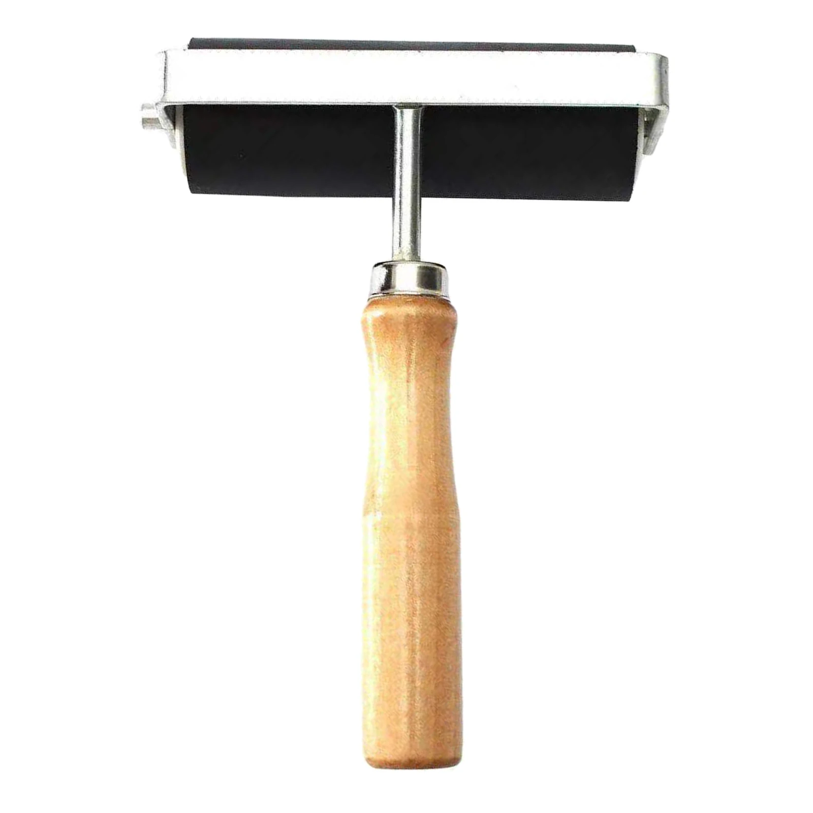 3.94inch Deluxe Rubber Roller Wood Handle Non-Slip Glue Brayer for Print Stamping Printmaking Wallpaper Arts Crafts Tool
