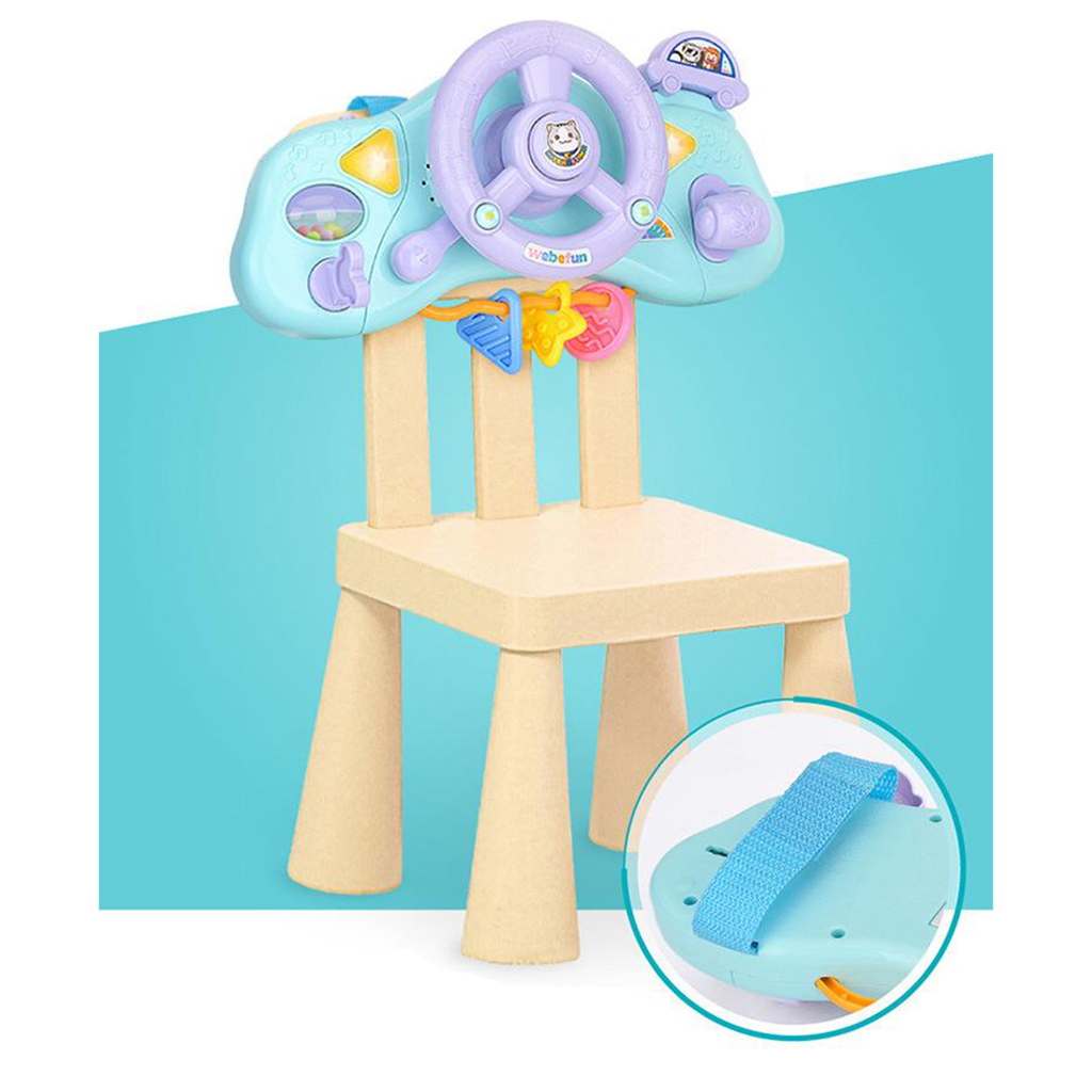 Music Steering Wheel Toy, Car Seat Toy with Music Steering Wheel