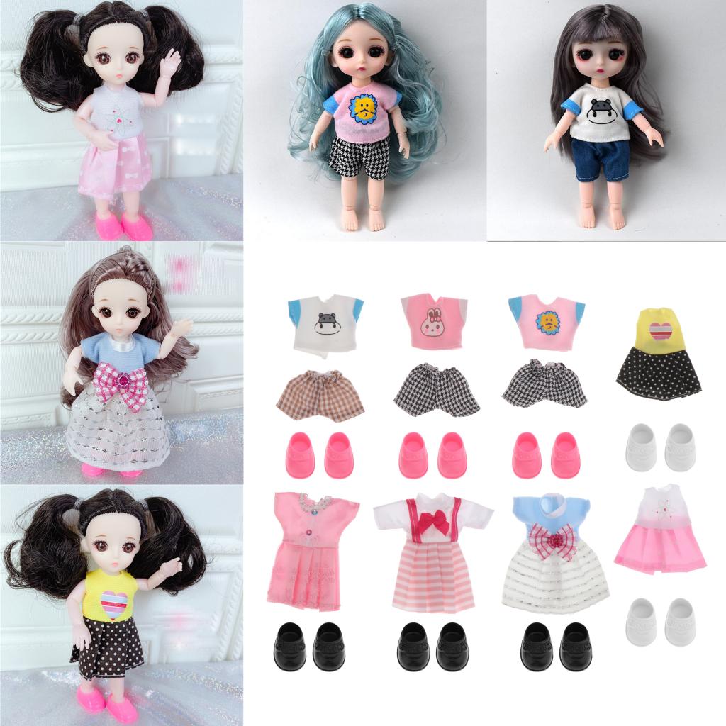 Fashion 16cm Girl Doll Mini Clothes Shoes BJD Party Matching Clothing Accs