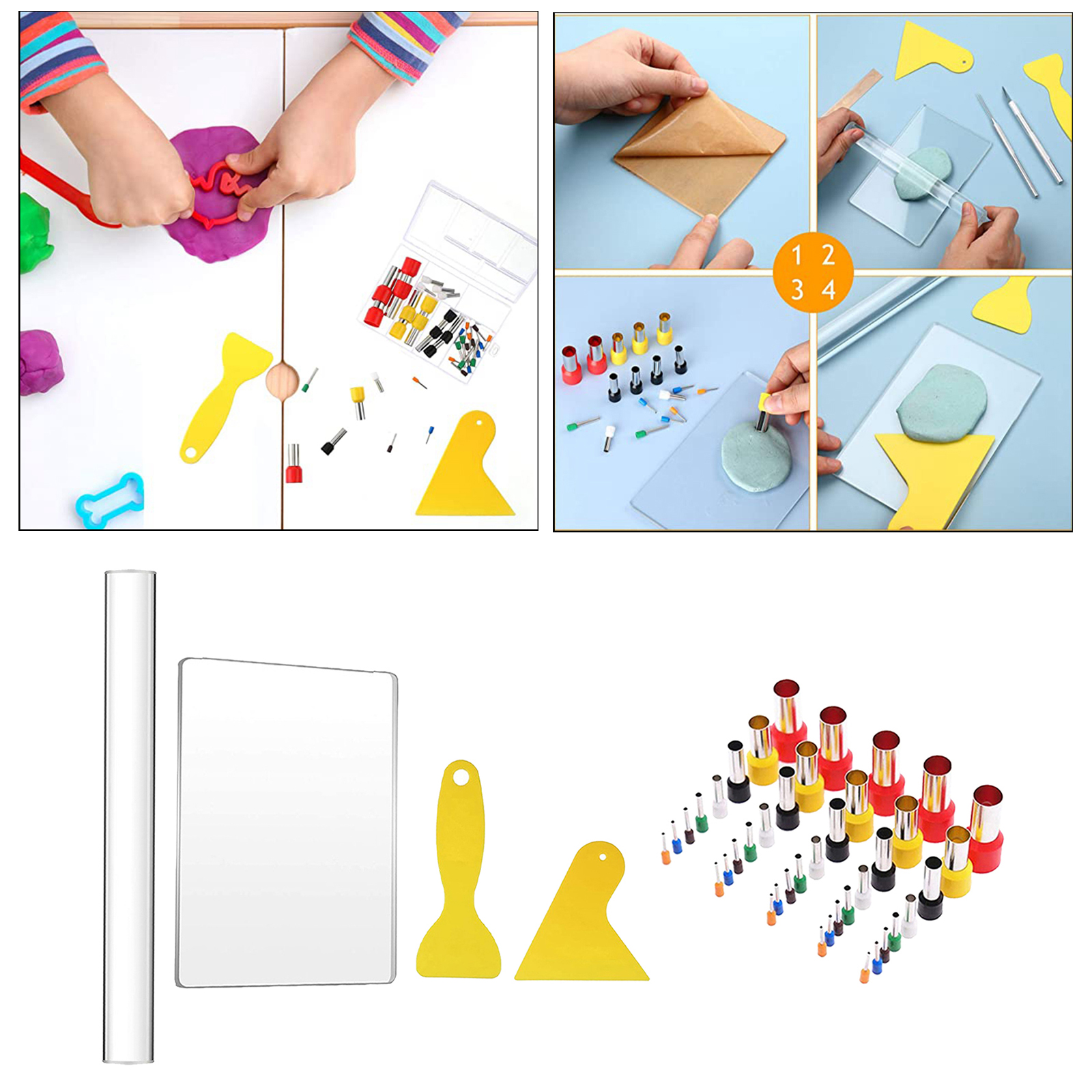 44x Clay Cutters Set Shaping Modelling Acrylic Sheet DIY Crafts Making