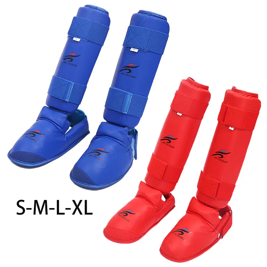 Shin Guards Leg Instep Protection Taekwondo Kung Fu Muay Thai Foot Ankle Protective Gear Karate for Sparring Training Equipment