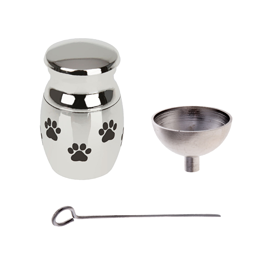 Paw Pattern Mini Cremation Urns Pot Keepsake Jewelry - Cremation Urn Memorial Pendant Charms + Urn Funnel for Pet Ashes Holder