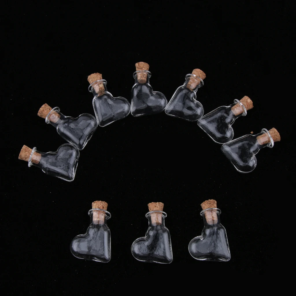 10pcs 2ml Small Glass Wishing Bottles Perfume Jars w/ Crafts Cork Stoppers