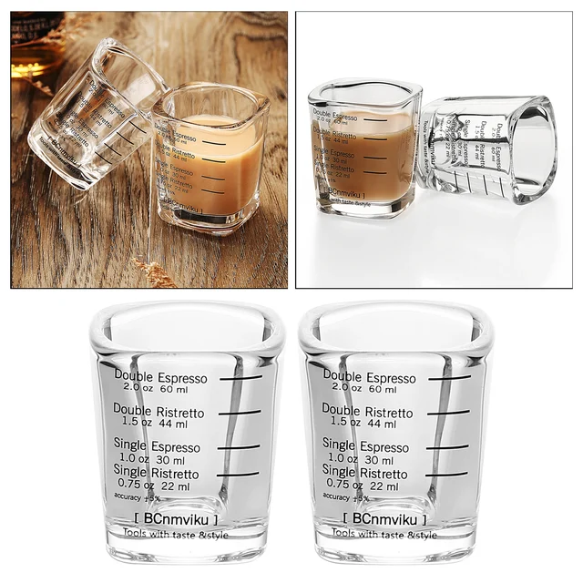 Shot Glasses Espresso Shot Glass Measuring Cup Heavy for Measurement  Kitchen Tool Incremental Measurement 2oz 60ml