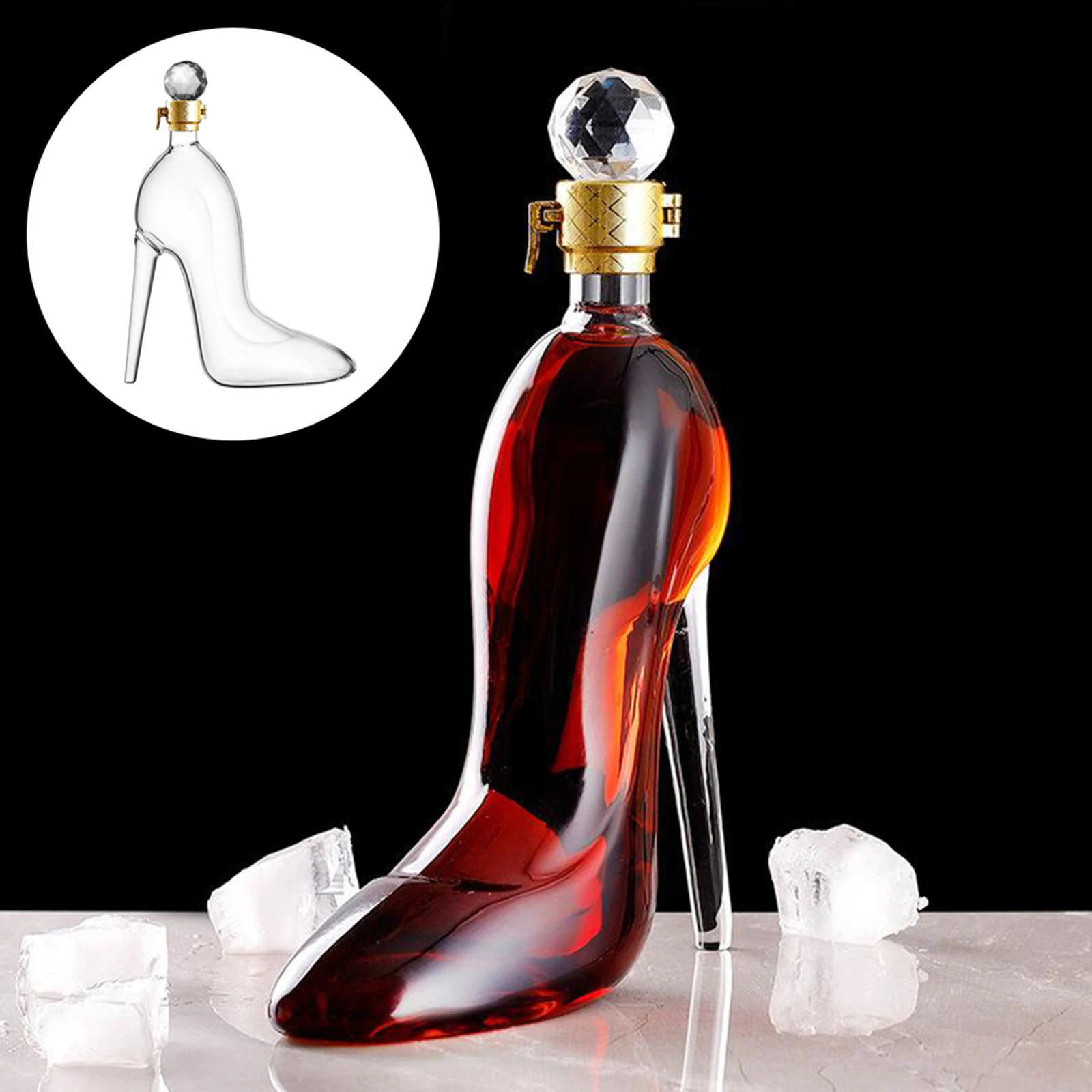 375ml High Heels Shape Whisky Decanter Luxurious Crystal Merlot Moscato Cognac Rum Wine Bottle Liquor Dispenser