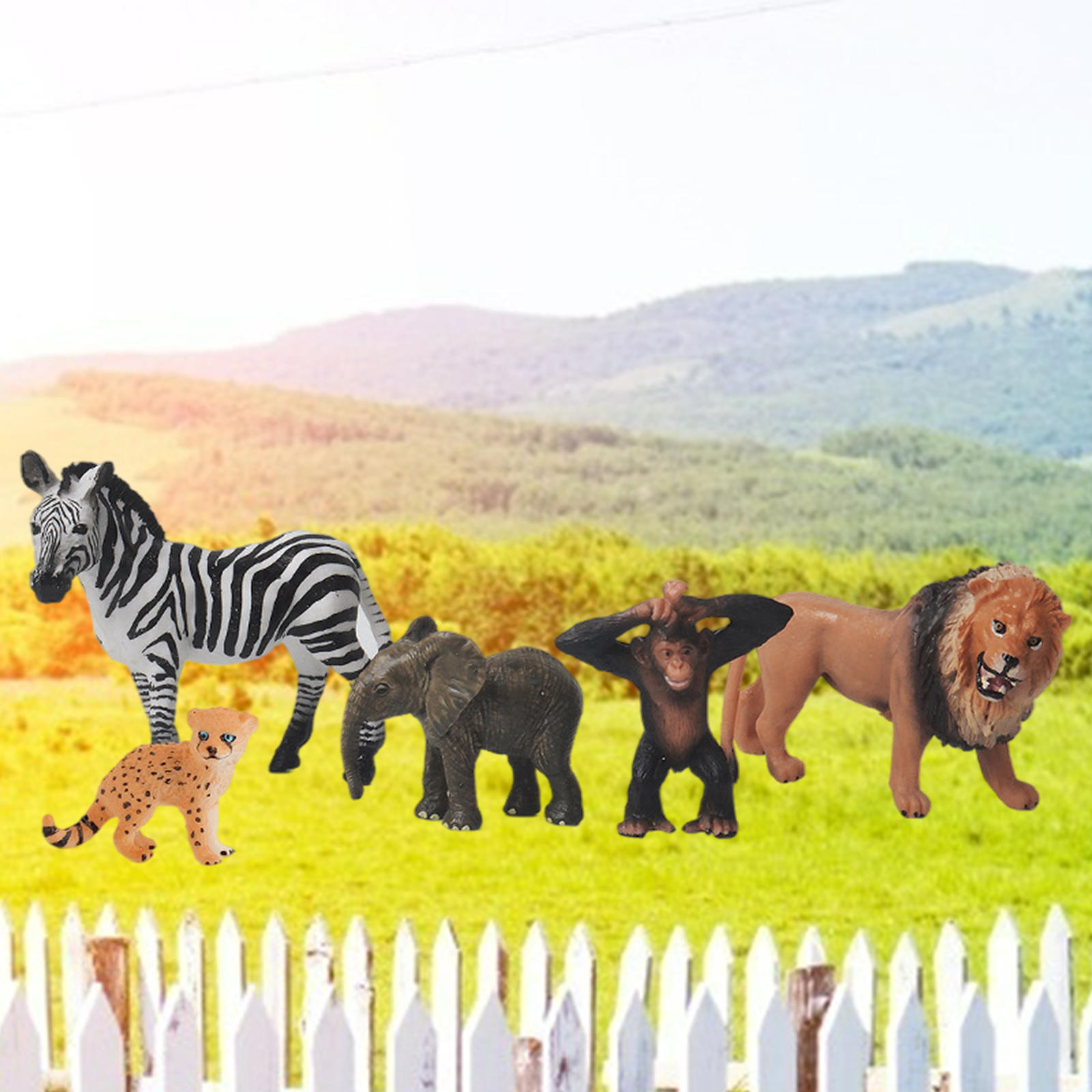 Wild Animal Model Painted Educational Collection Educational Kit Lion Elk Little Leopard Wild Boar Honey Badger Kids