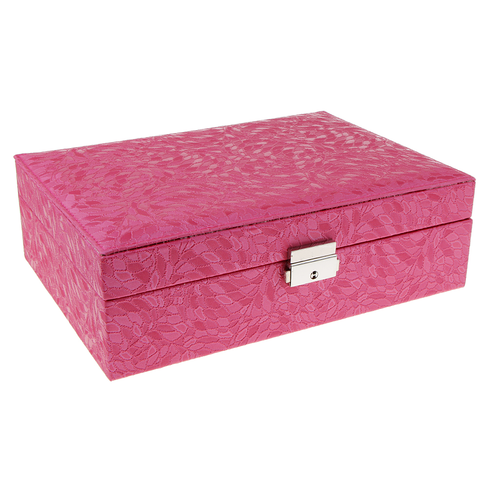 Mini Heart Mirror Double Layer Jewellery Box PU Leather Storage Cases Holder