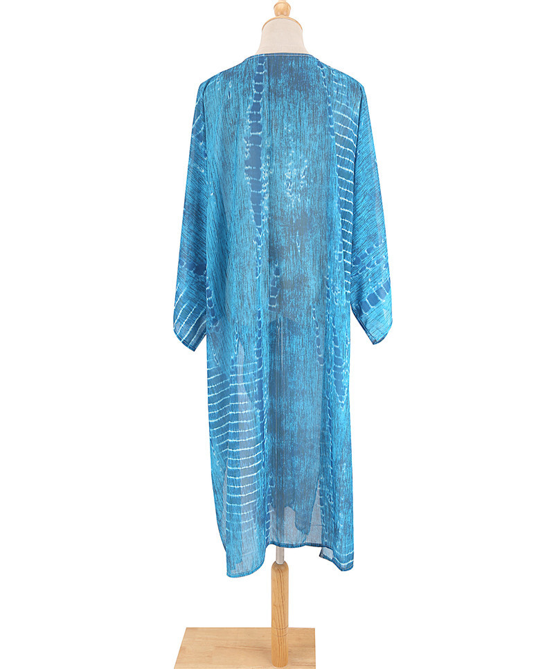 teelynn robe kimono imprimée en coton bleu pour haut sexy manches style boho