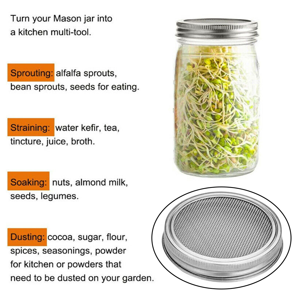 85mm Stainless Steel Mason Jar Mesh Screen Sprouting Lid Cover for Growing Beans Broccoli