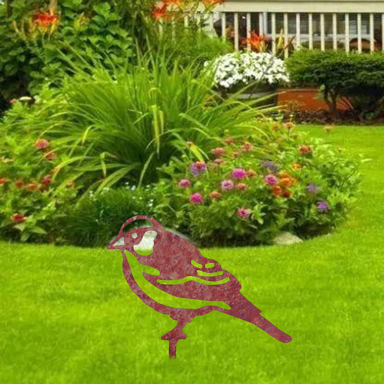 Cast Iron Fairy Bird Figurine Garden Lawn In-Ground Sculpture Ornament