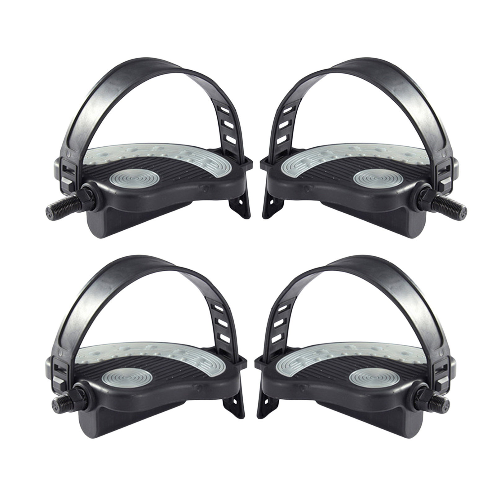 1 Pair Exercise Bike Pedals with Adjustable Straps Non Slip Home Gym Fitness Bike Indoor Platform Pedals Parts