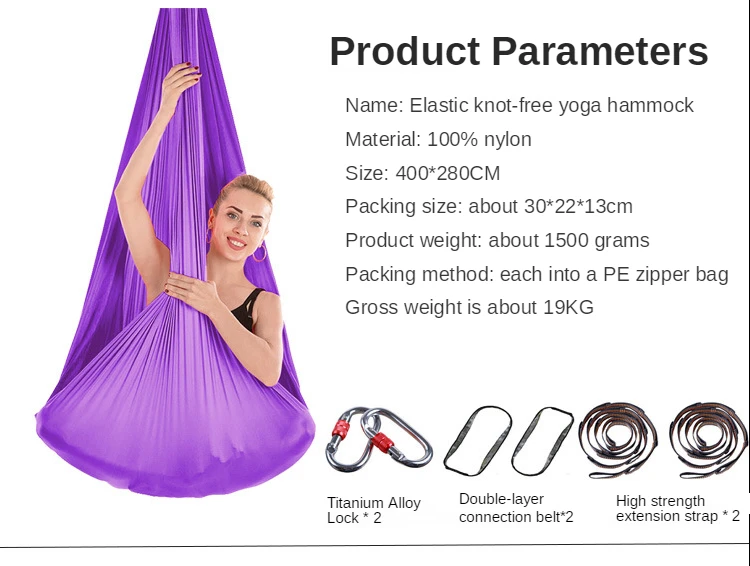 Hammock Flying-Aerial Stretch Yoga Hammock Indoor Hammock Silk Anti-Gravity Fabric Swing Yoga Knot-Free Full set Multifunction