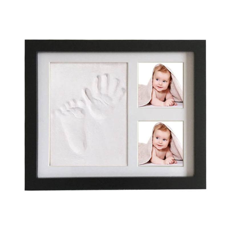 infantil handprint pegada moldura de madeira foto ornamentos presentes do bebê