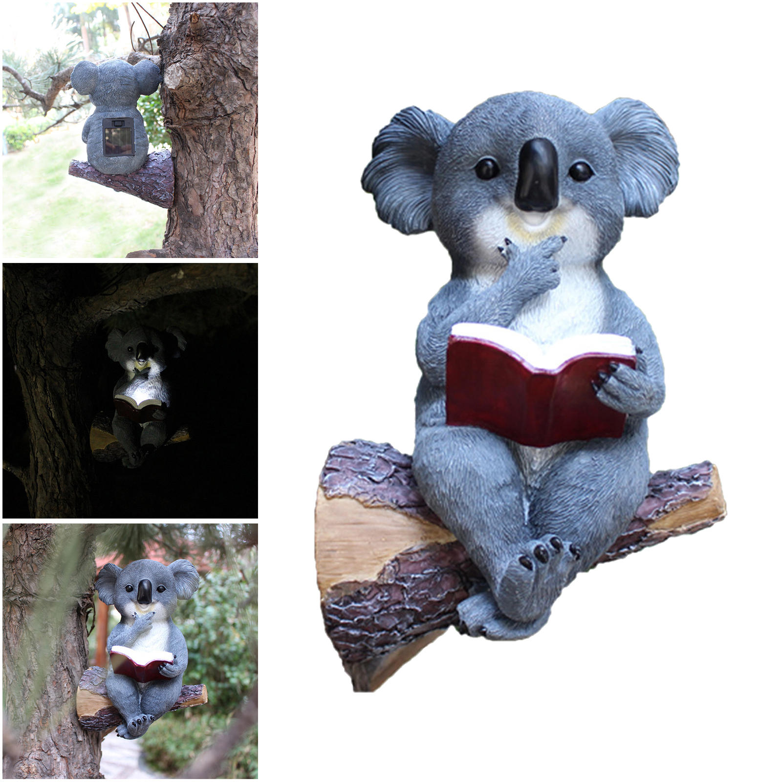 Solar Garden Statue Koala Animal Figure Waterproof Solar Lamp Lawn Yard Porch Night Light Decoration Ornaments