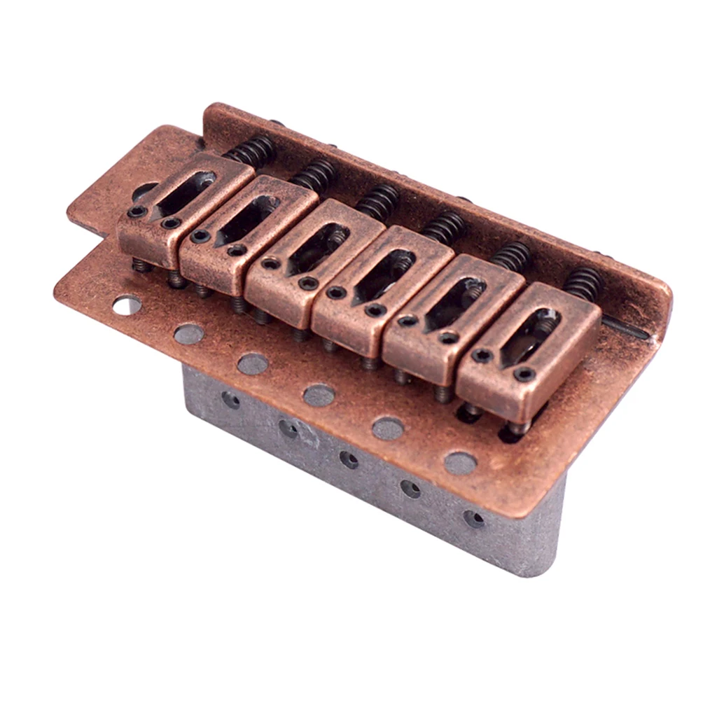 Tooyful Copper Red 6 String Flat Saddle Single Tremolo Bridge System for FD SQ ST Electric Guitar Parts Replacement