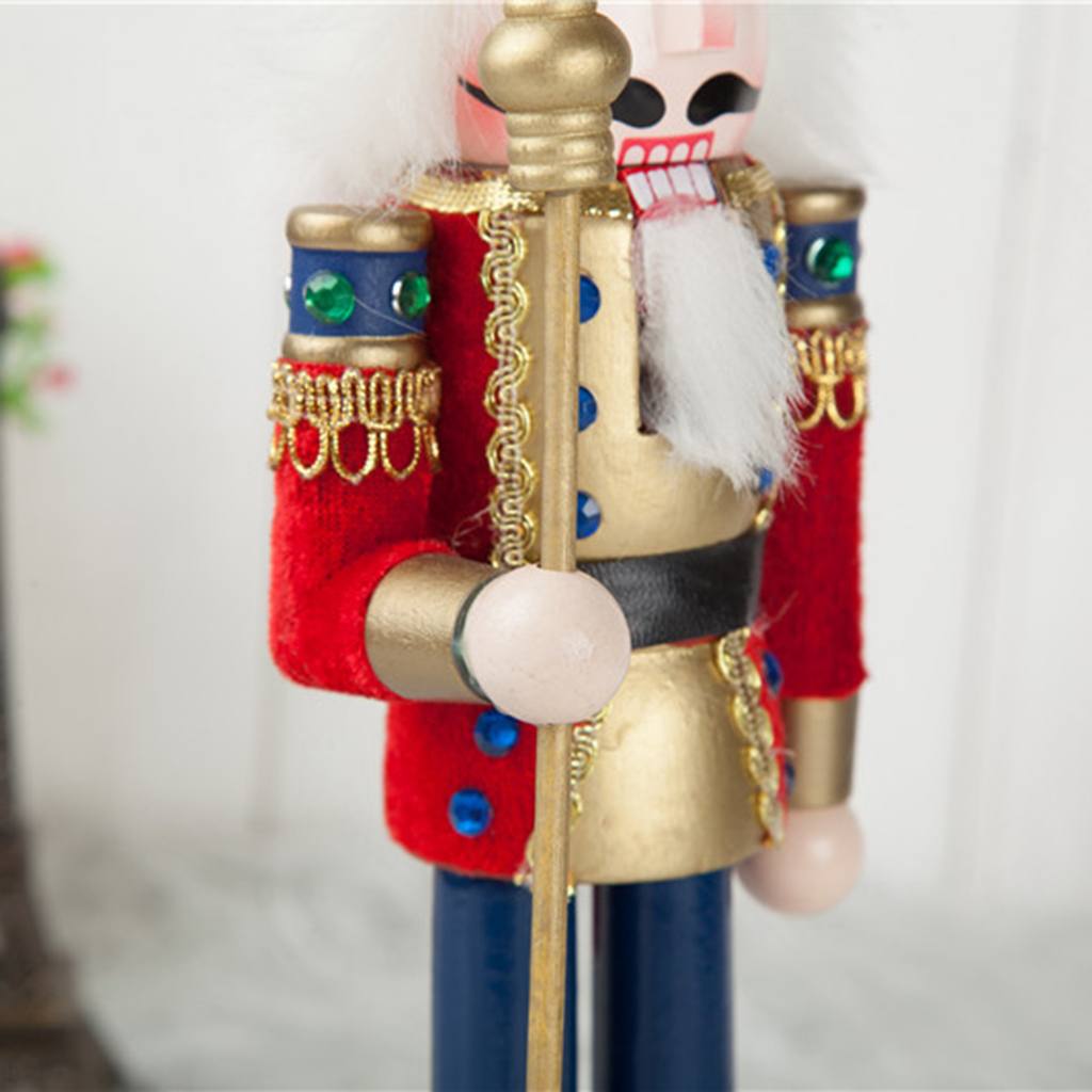 Red 30cm wooden nutcracker soldier figure puppet doll home decor toy