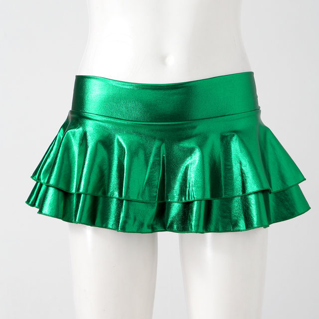 Minigonna Metallizzata Sexy A Pieghe | Effetto Bagnato | Vita Elastica 72-84cm | Per Party E Club - Foto 7