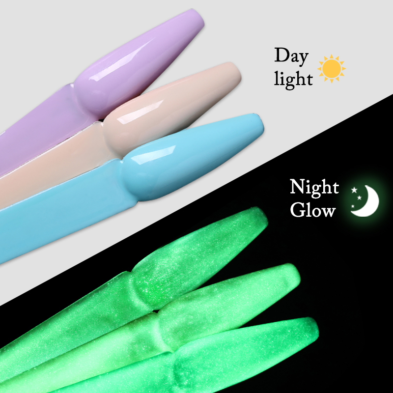 Description Picture 4 of itemUR SUGAR 7.5ml Luminous Top Coat Glow In Dark Fluorescent Nail Gel Polish Semi-permanent Soak Off Gel Varnish Nail Art Manicure