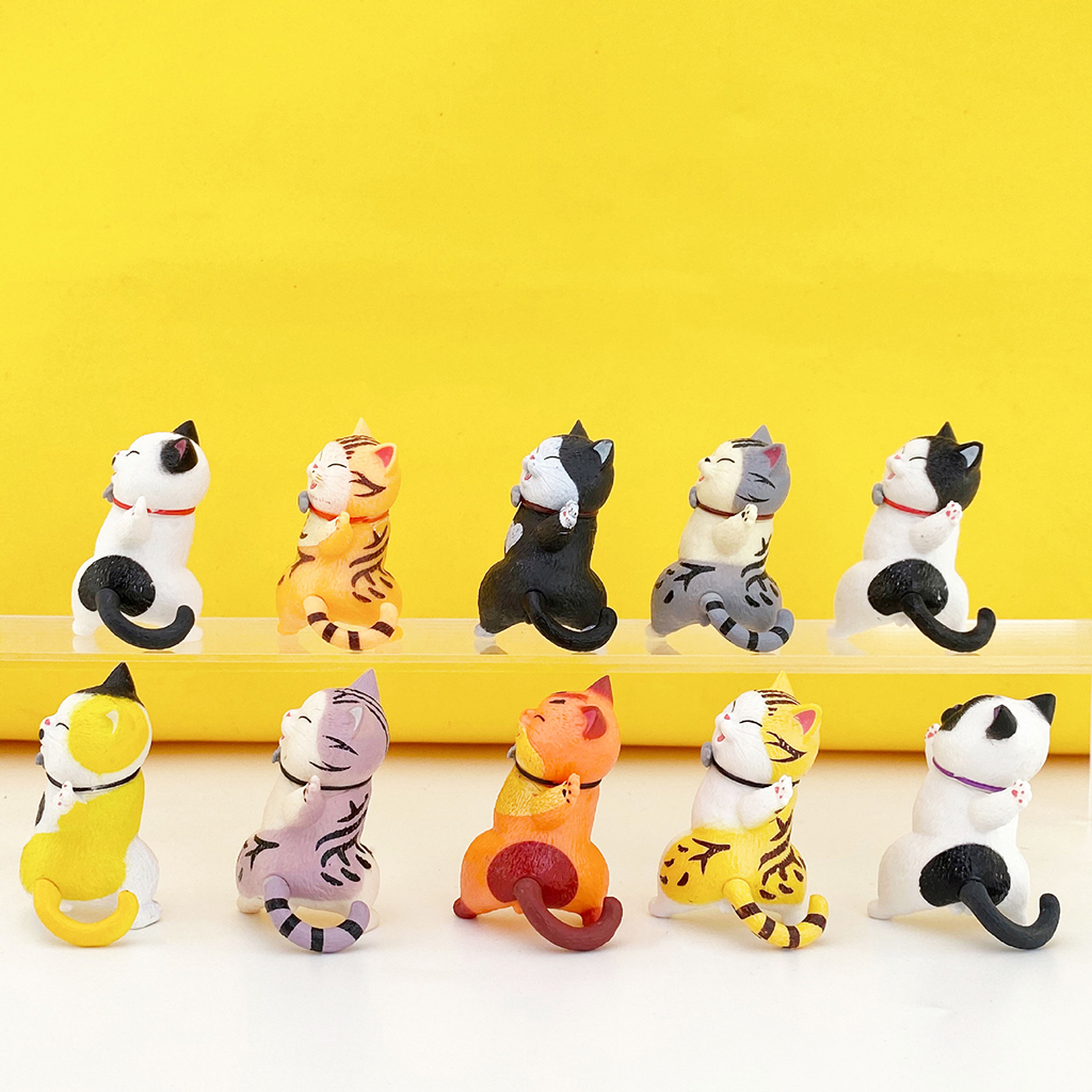10x Plastic Car Dashboard Cat Doll Toy Ornament for Auto Interior Ornaments