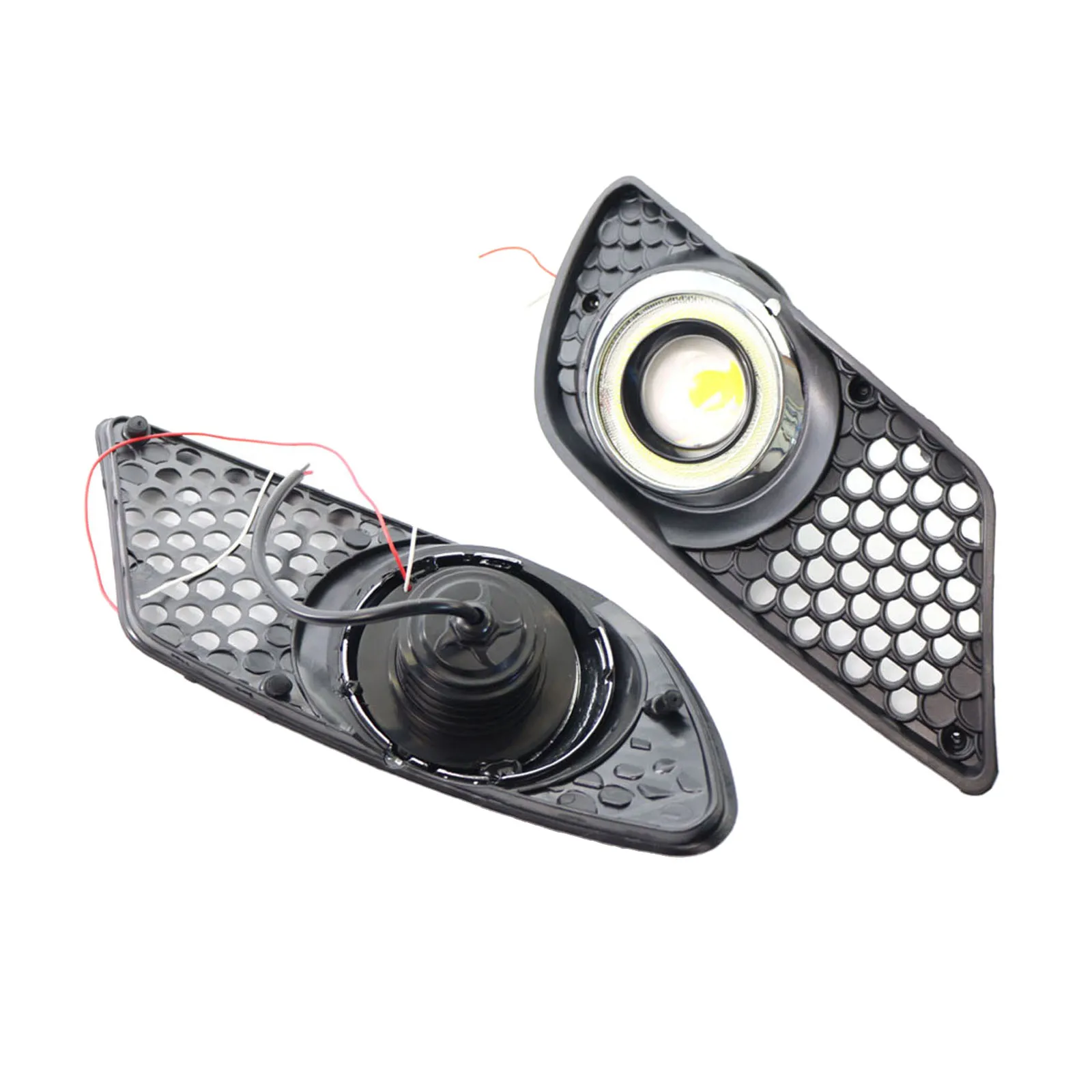 1 Pair Right and Left Bumper Fog Light Grille Cover with LED Lights Compatible for  C-CLASS 2008-2010 Pre-Facelift