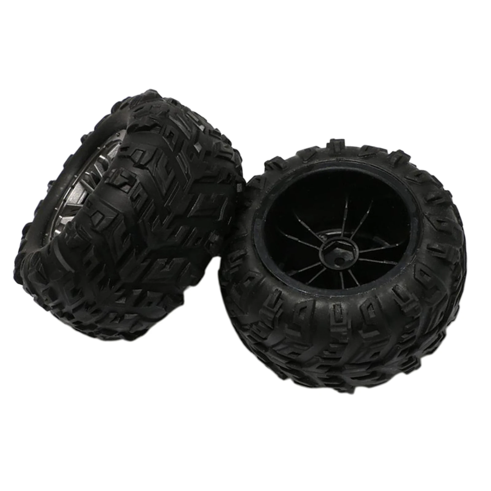 1 Pair Rubber Tyres with Wheel Rim Hubs for Wltoys 12428 12423 1:12 RC Monster Truck Spare Parts Accessories