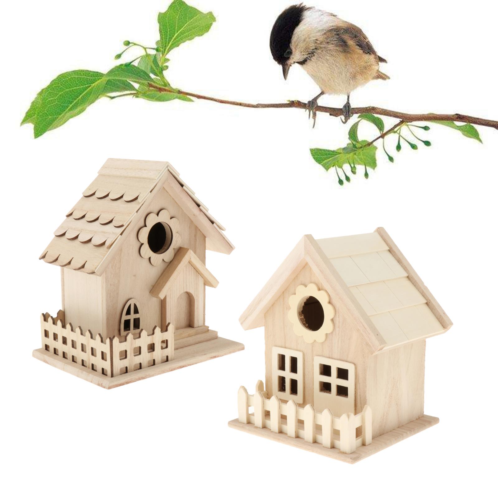 Wood Bird House Hanging Birdhouse Outside DIY Paintable Bird Nest Box Craft