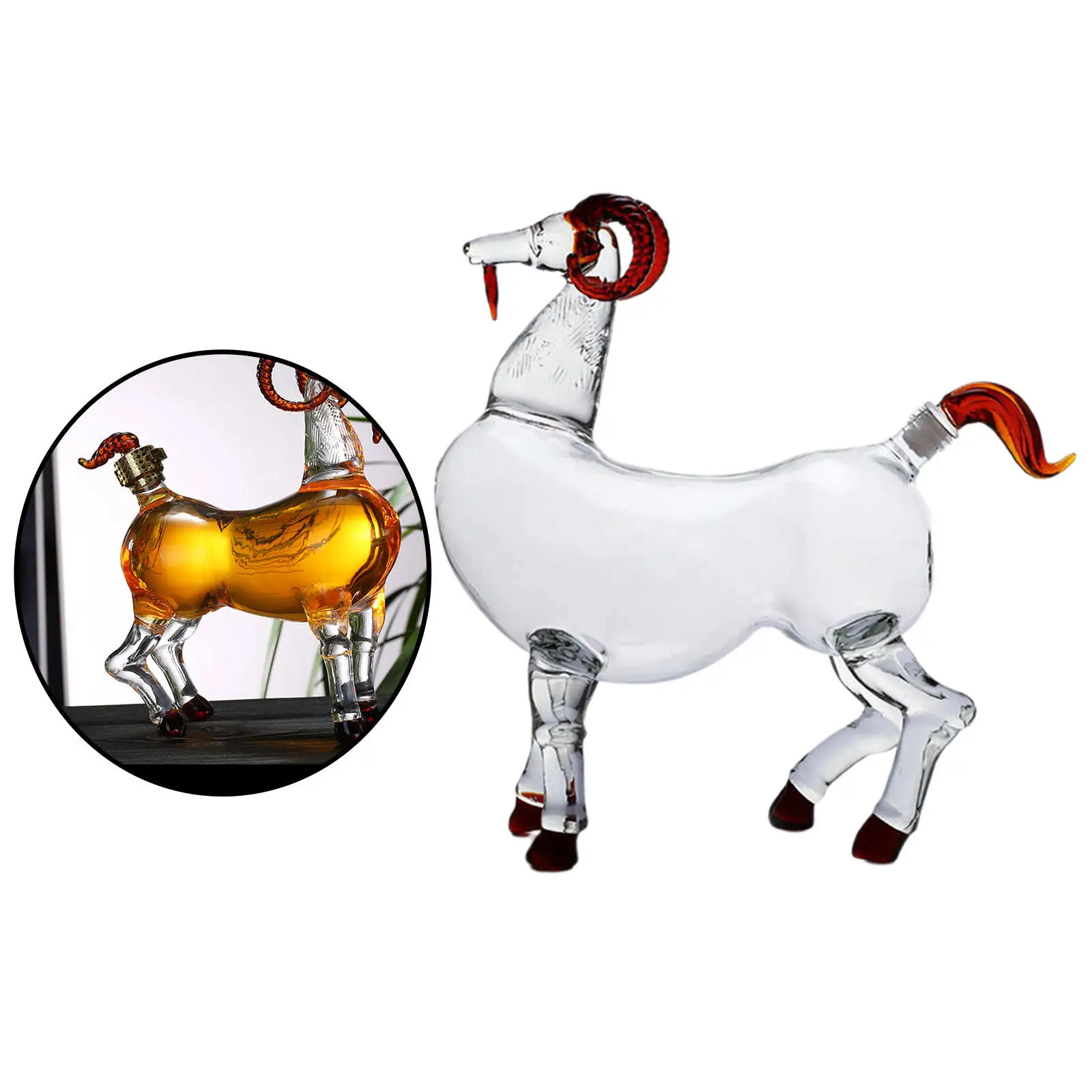 Goat Shaped Whisky Decanter Decoration Liquor Decanters for Christmas Present Entertaining Drinkware Holiday Gifts Home Bar Mens