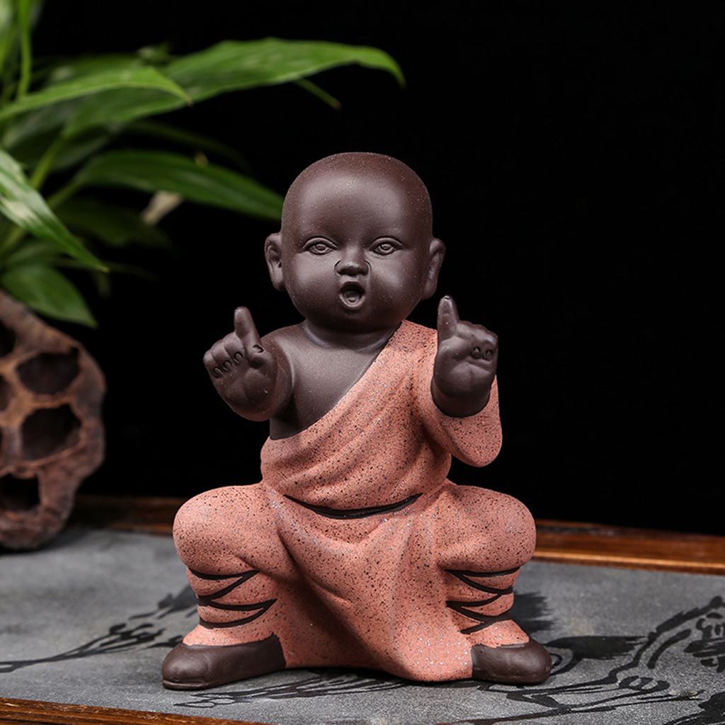 Small Monk Statue Chinese Kungfu Fingurines Home Office Desktop Sculpture Abstract Art Craft Decoration Gift