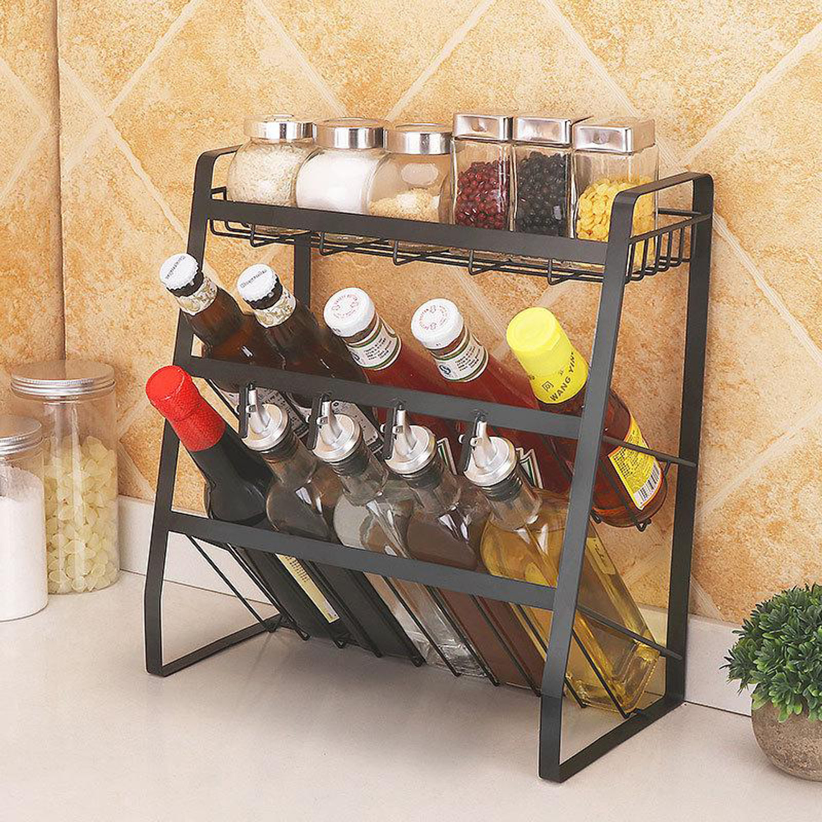 Spice Rack, 3 Tier Spice Rack Organizer for Counter Stable Spice Shelf Storage Rack for Seasoning Jars Bottle, Kitchen Bathroom
