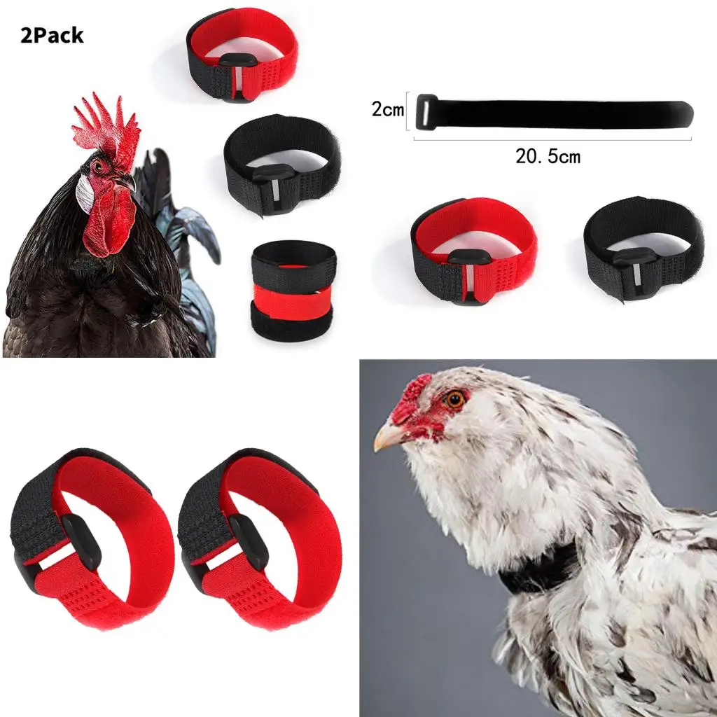 2 Pack Anti Crow Noise Rooster Collar No Crow Noise Neck Belt for Roosters Cockerel Nylon -Adjustable Belt Durable And Safe